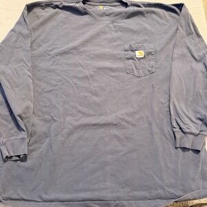 Carhartt Men's 3XL Navy Blue Long Sleeve Pocket T Shirt Heavyweight Workwear USA